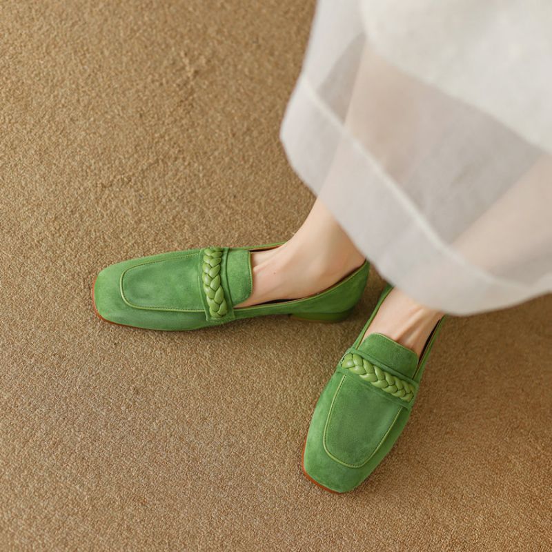 Perla Dames Suède Kantoor Loafers - Groen