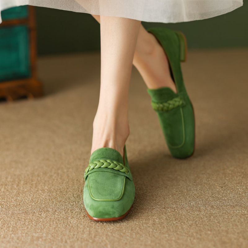Perla Dames Suède Kantoor Loafers - Groen