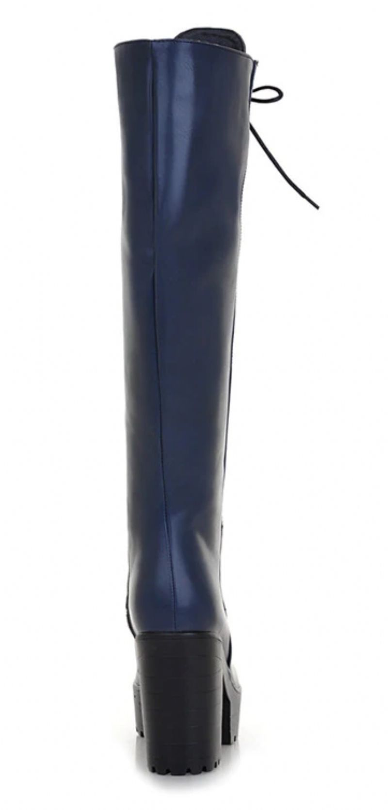 Perla Dames Veter Platform Laarzen - Zwart