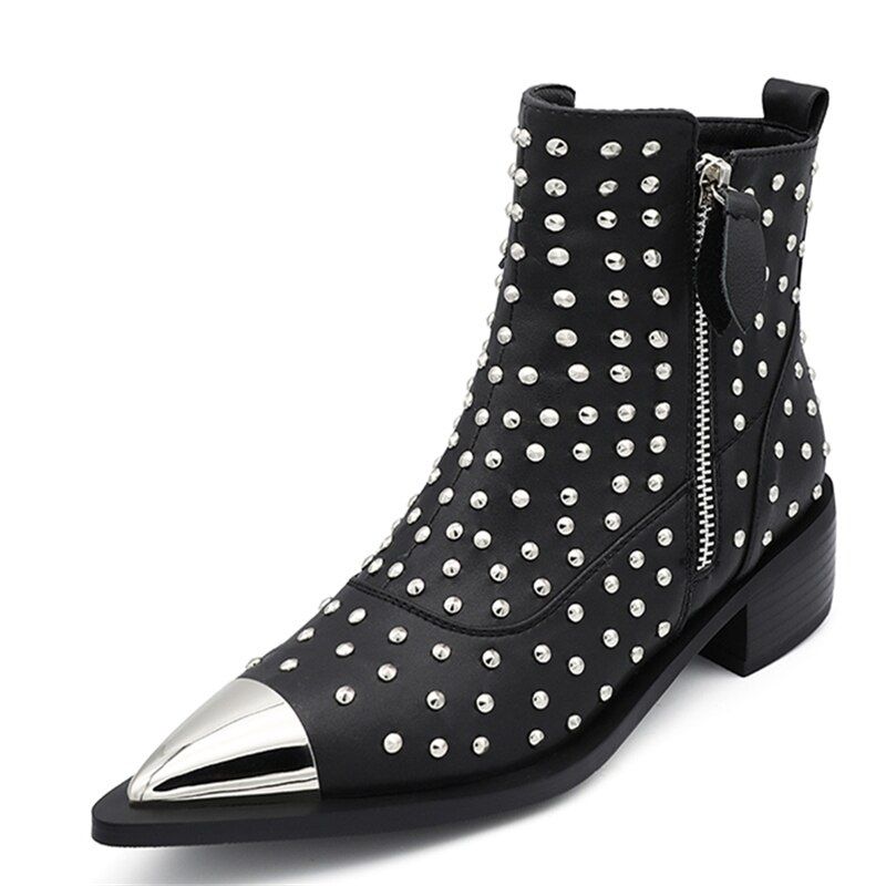 Perona Dames Met Rivets Laarzen - Zwart Zonder Bont