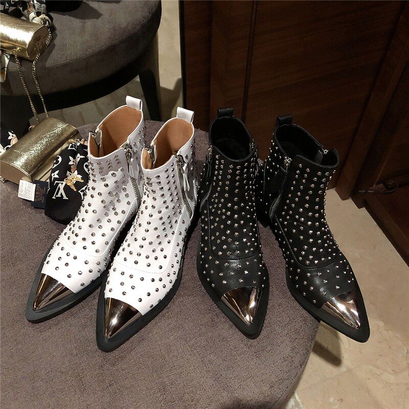 Perona Dames Met Rivets Laarzen - Zwart Zonder Bont