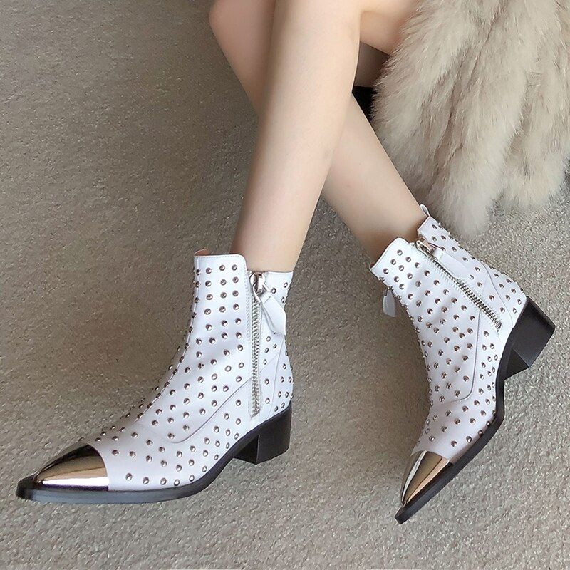 Perona Dames Met Rivets Laarzen - Zwart Zonder Bont