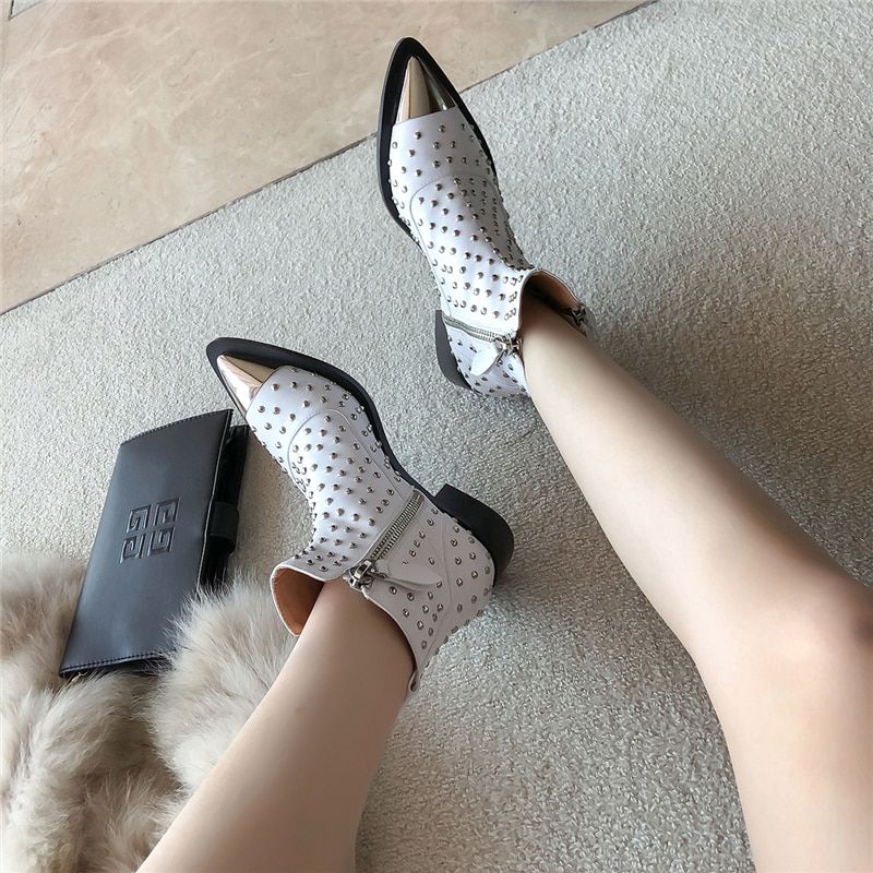 Perona Dames Met Rivets Laarzen - Zwart Zonder Bont