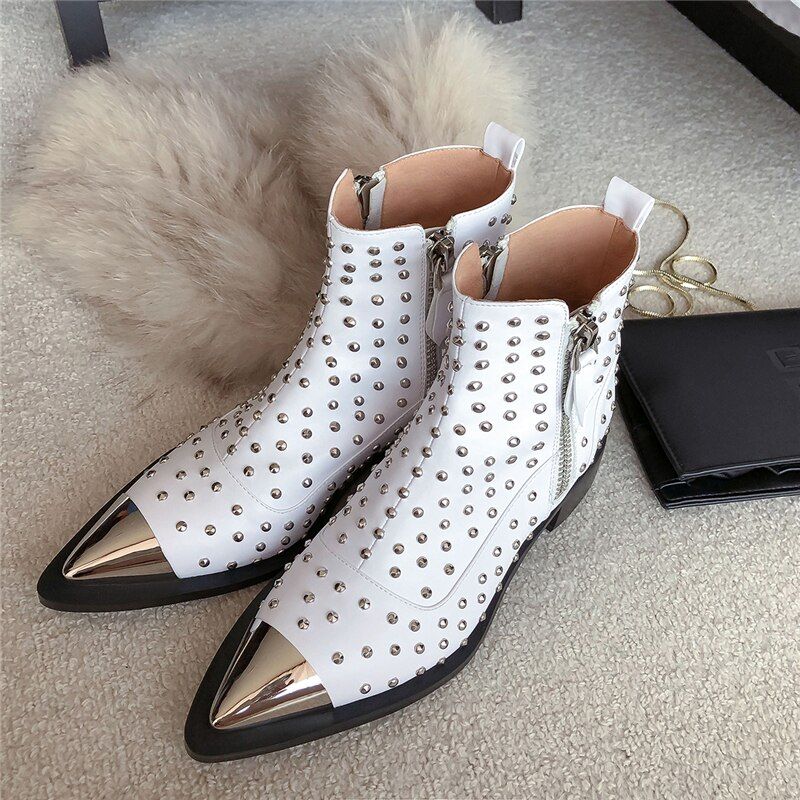 Perona Dames Met Rivets Laarzen - Zwart Zonder Bont