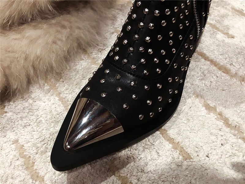 Perona Dames Met Rivets Laarzen - Zwart Zonder Bont