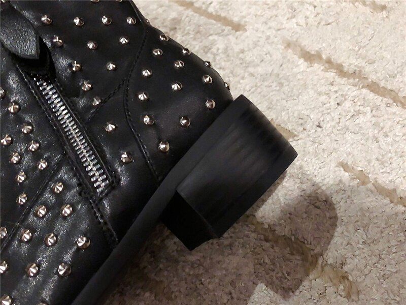 Perona Dames Met Rivets Laarzen - Zwart Zonder Bont