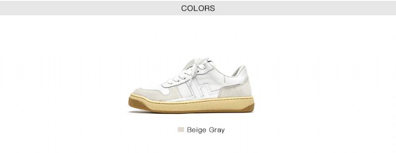 Picco Dames Sneaker Leren Veterschoenen - Beige Grijs