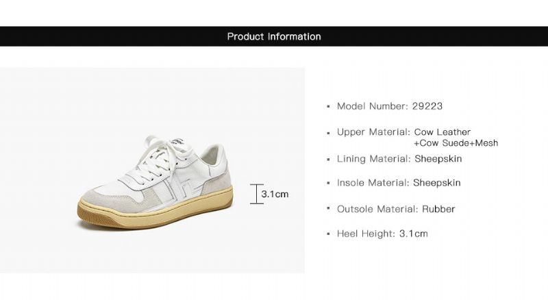 Picco Dames Sneaker Leren Veterschoenen - Beige Grijs