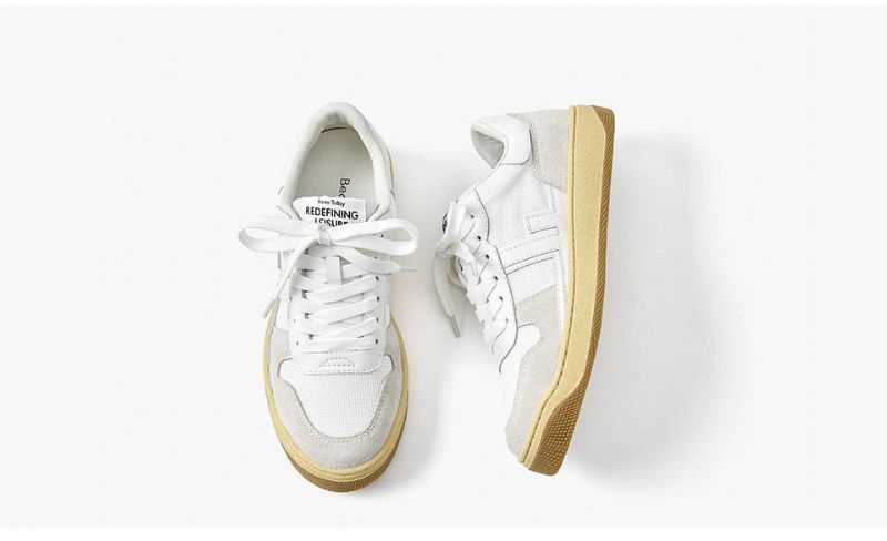 Picco Dames Sneaker Leren Veterschoenen - Beige Grijs
