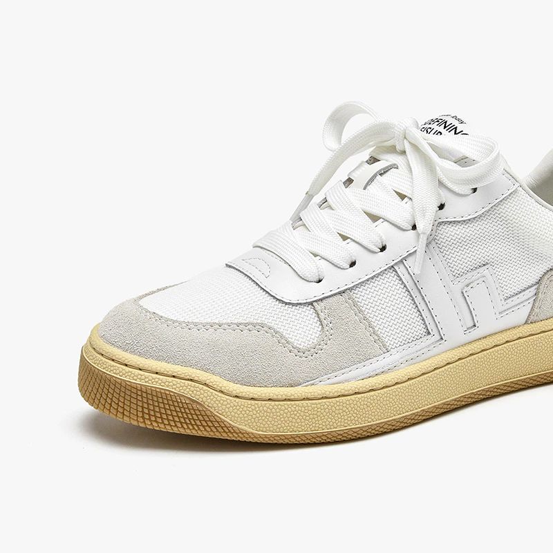 Picco Dames Sneaker Leren Veterschoenen - Beige Grijs