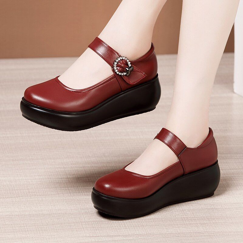 Piery Dames Casual Platform Schoenen - Rood