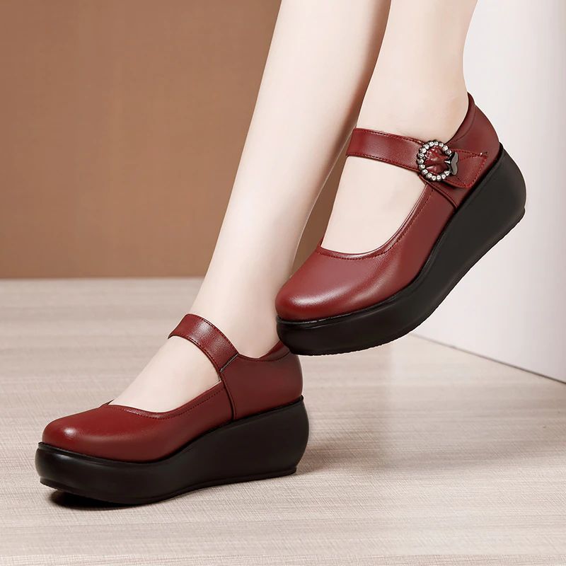 Piery Dames Casual Platform Schoenen - Rood