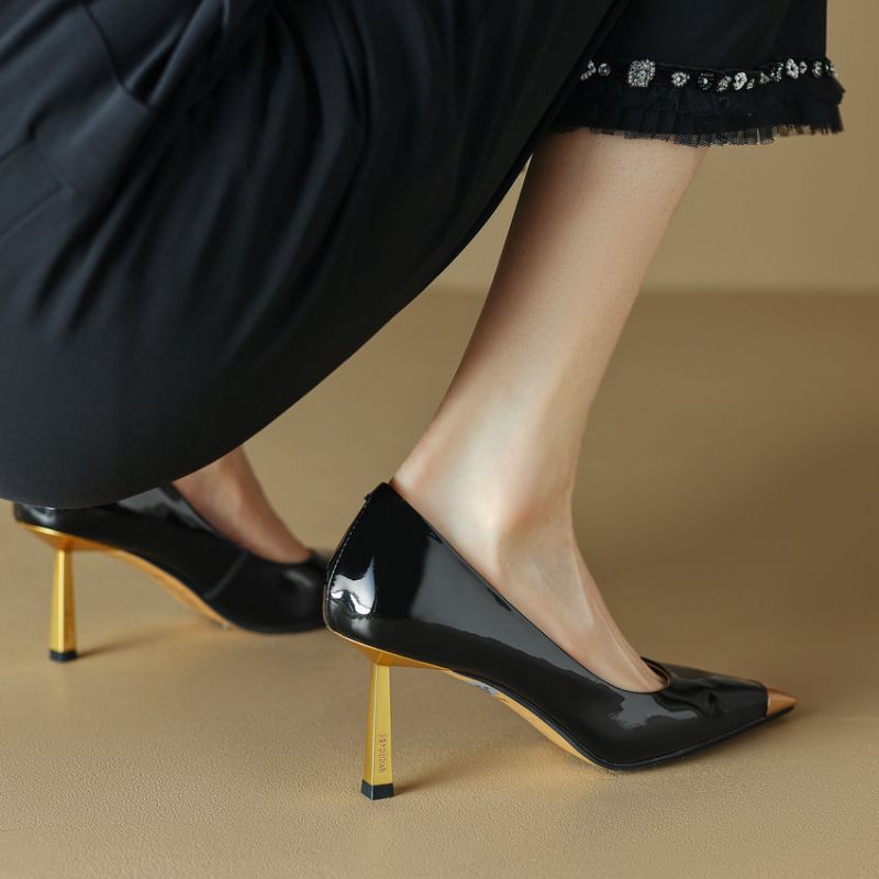 Pilar Dames Dunne Hoge Hak Jurk Pumps - Zwart