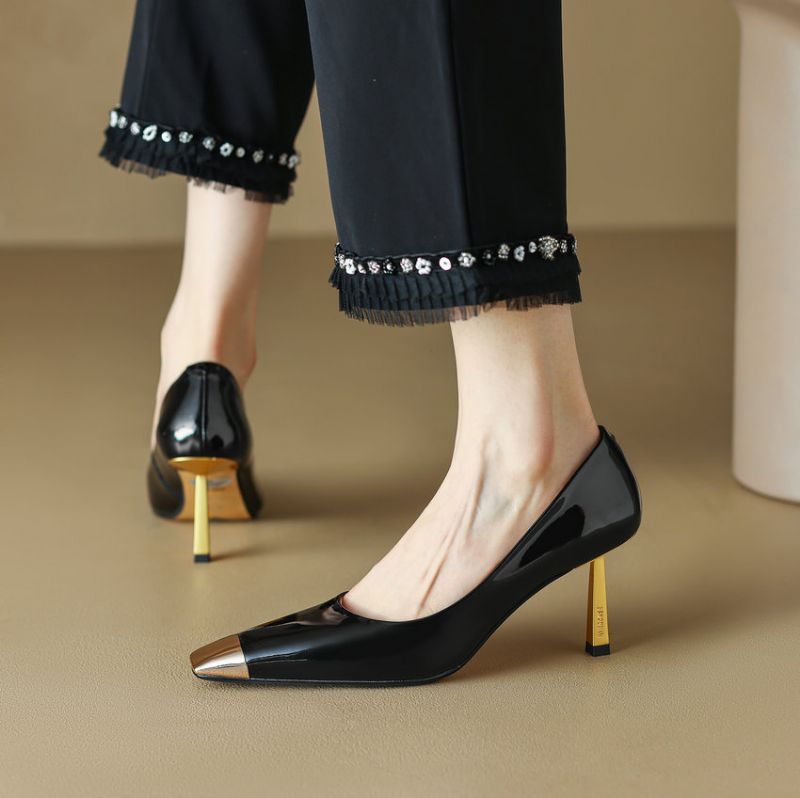 Pilar Dames Dunne Hoge Hak Jurk Pumps - Zwart
