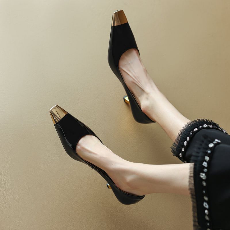 Pilar Dames Dunne Hoge Hak Jurk Pumps - Zwart