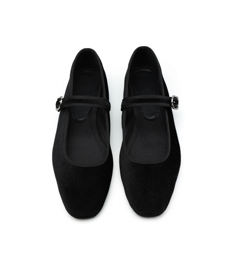 Pilar Dames Fluwelen Ballerina's - Zwart