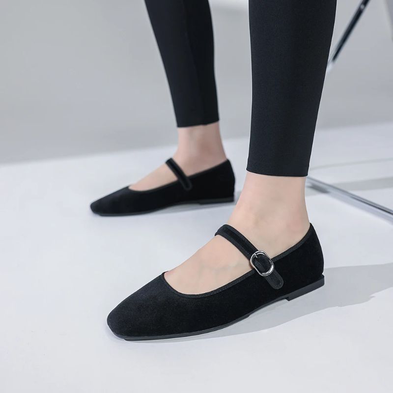 Pilar Dames Fluwelen Ballerina's - Zwart