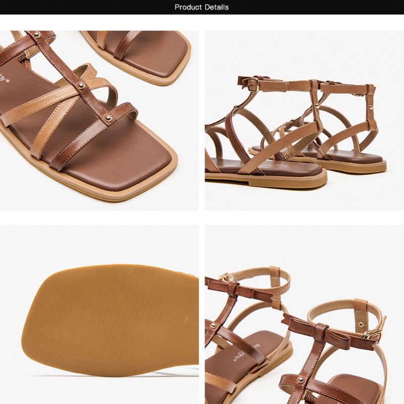 Pilar Dames Leren Zomer Sandaal - Koffie