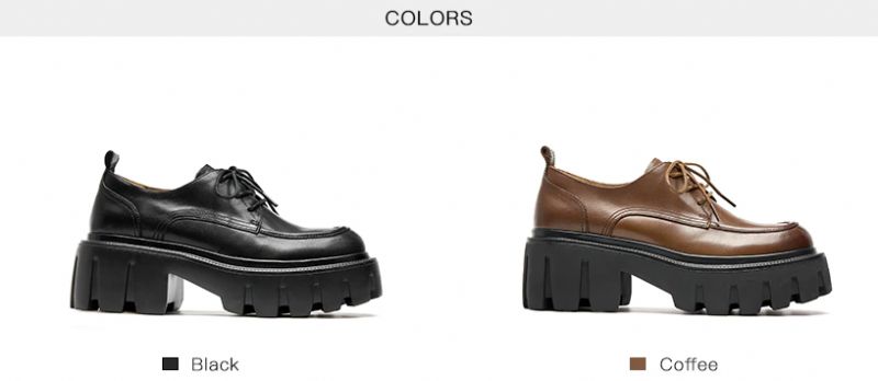 Pinto Dames Leren Platform Schoenen - Koffie