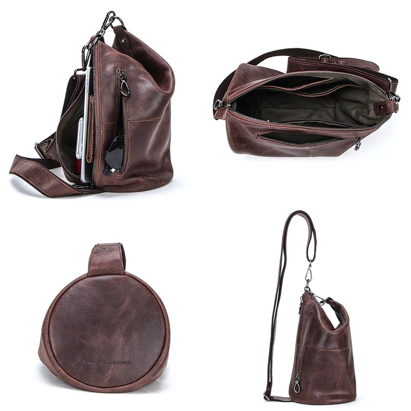 Pinto Leren Crossbodytas Voor Heren - Koffie