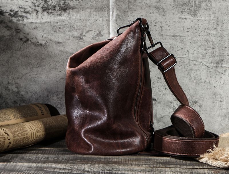 Pinto Leren Crossbodytas Voor Heren - Koffie