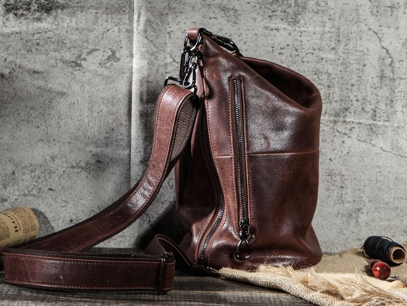 Pinto Leren Crossbodytas Voor Heren - Koffie