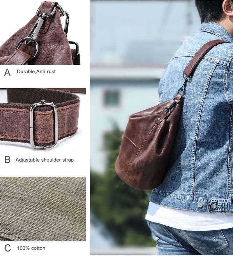 Pinto Leren Crossbodytas Voor Heren - Koffie