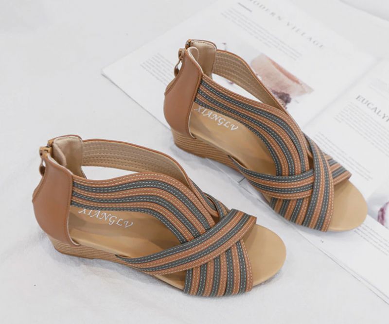 Pola Dames Wedge - Bruin