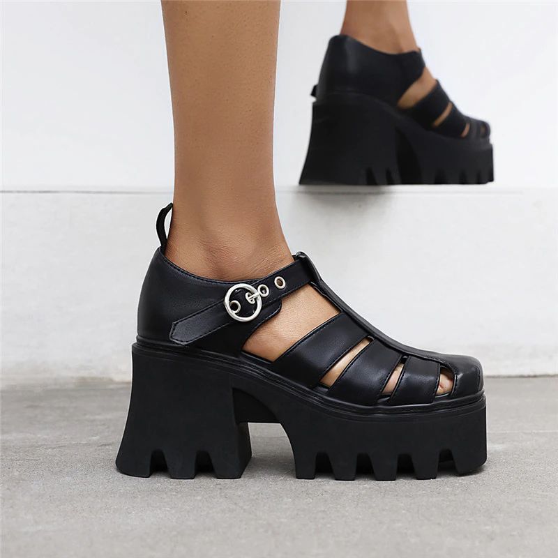 Polaca Dames Platform Sandaal - Zwart
