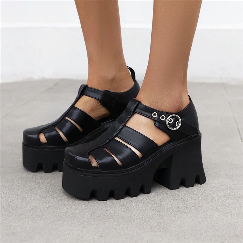 Polaca Dames Platform Sandaal - Zwart