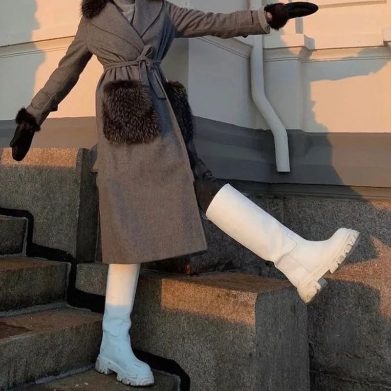 Polaca Dames Winter Kniehoge Laarzen - Zwart