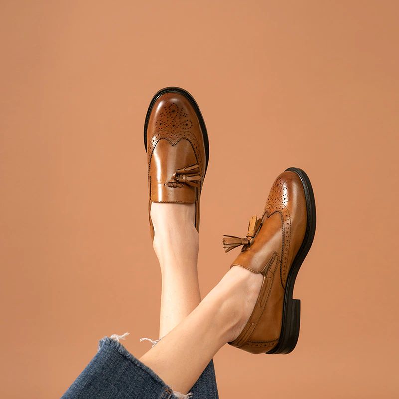 Polaco Dames Slip-on Leren Loafer Zwarte Schoenen - Zwart