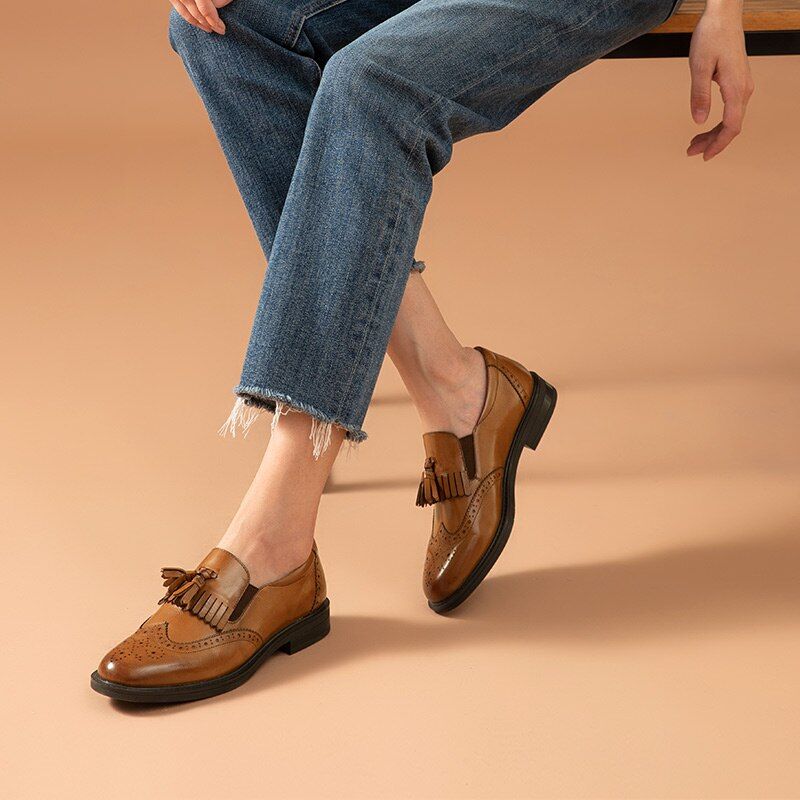 Polaco Dames Slip-on Leren Loafer Zwarte Schoenen - Zwart