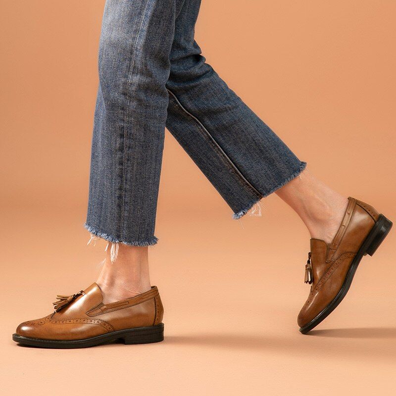 Polaco Dames Slip-on Leren Loafer Zwarte Schoenen - Zwart