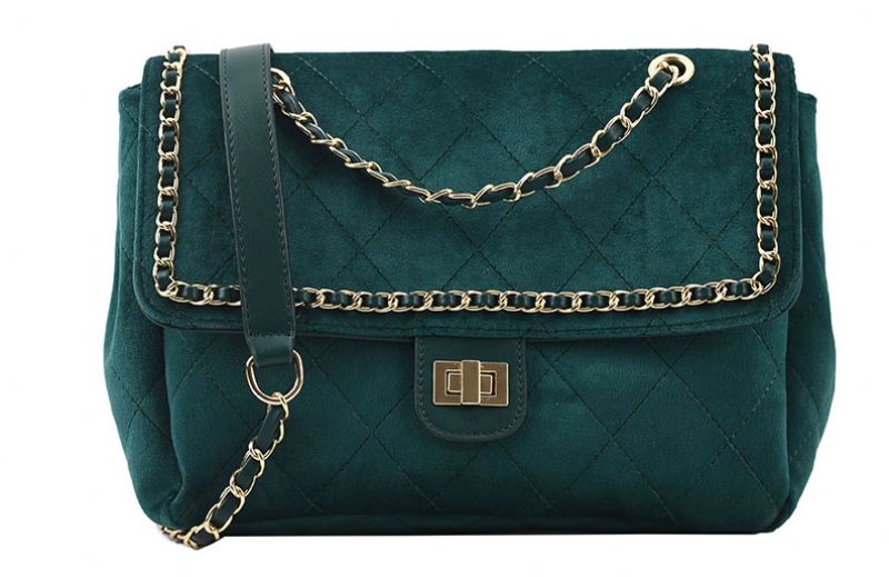 Polenta Dames Gewatteerde Leren Crossbody Handtas - Groen