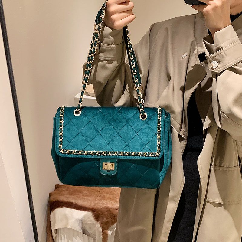 Polenta Dames Gewatteerde Leren Crossbody Handtas - Groen