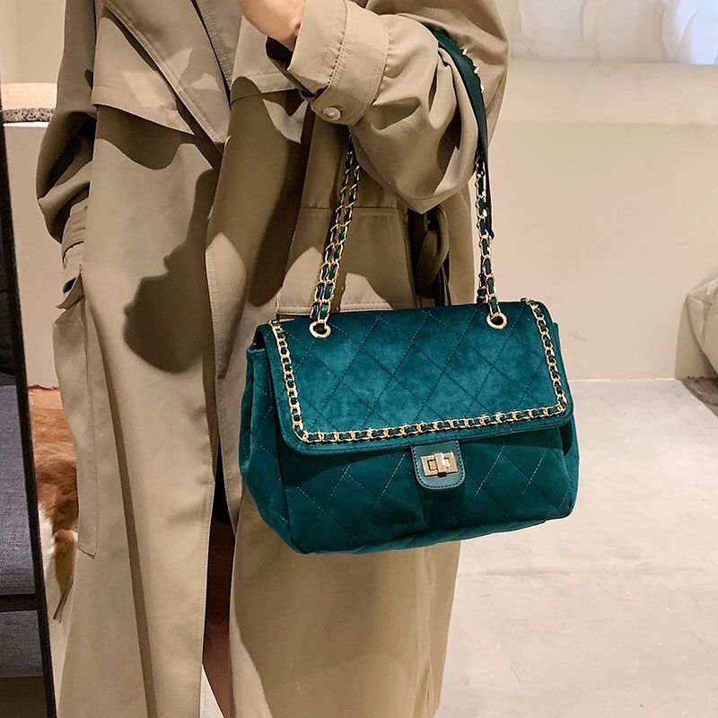 Polenta Dames Gewatteerde Leren Crossbody Handtas - Groen