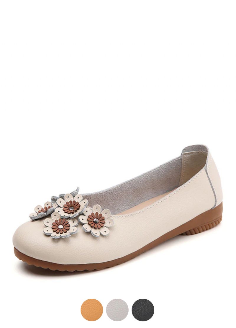 Polonia Dames Comfortabele Leren Platte Schoenen