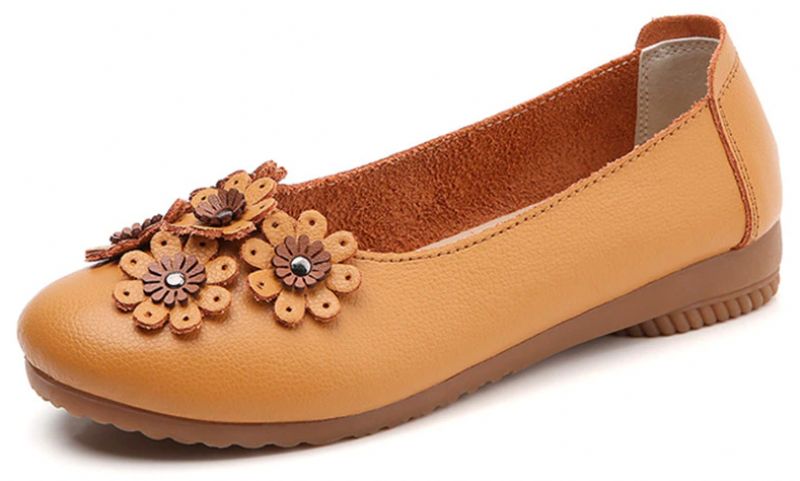 Polonia Dames Comfortabele Leren Platte Zwarte Schoenen - Zwart