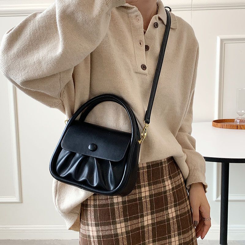 Punki Dames Mini Leren Schouder Handtas - Zwart