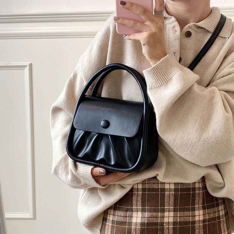 Punki Dames Mini Leren Schouder Handtas - Zwart