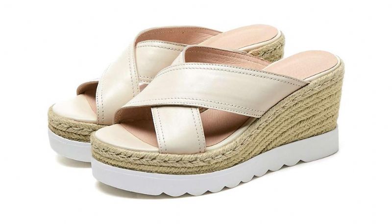 Rachel Dames Wedges Waterdichte Comfortabele Leren Sandaal - Abrikoos