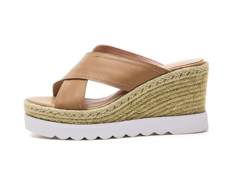 Rachel Dames Wedges Waterdichte Comfortabele Leren Sandaal - Abrikoos