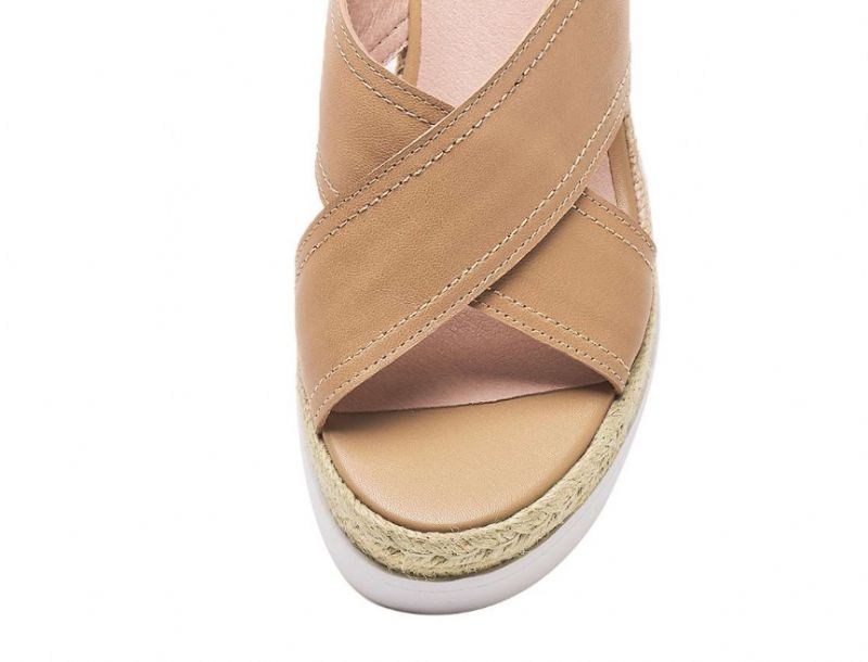 Rachel Dames Wedges Waterdichte Comfortabele Leren Sandaal - Abrikoos