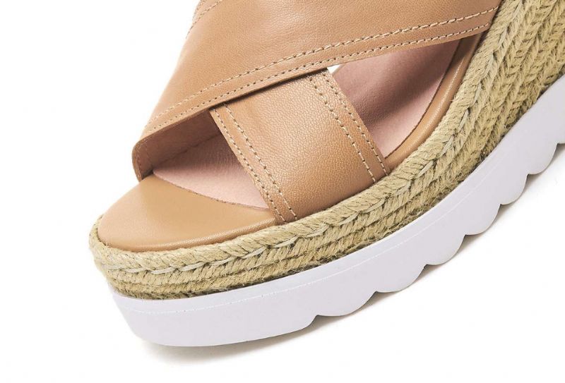 Rachel Dames Wedges Waterdichte Comfortabele Leren Sandaal - Abrikoos
