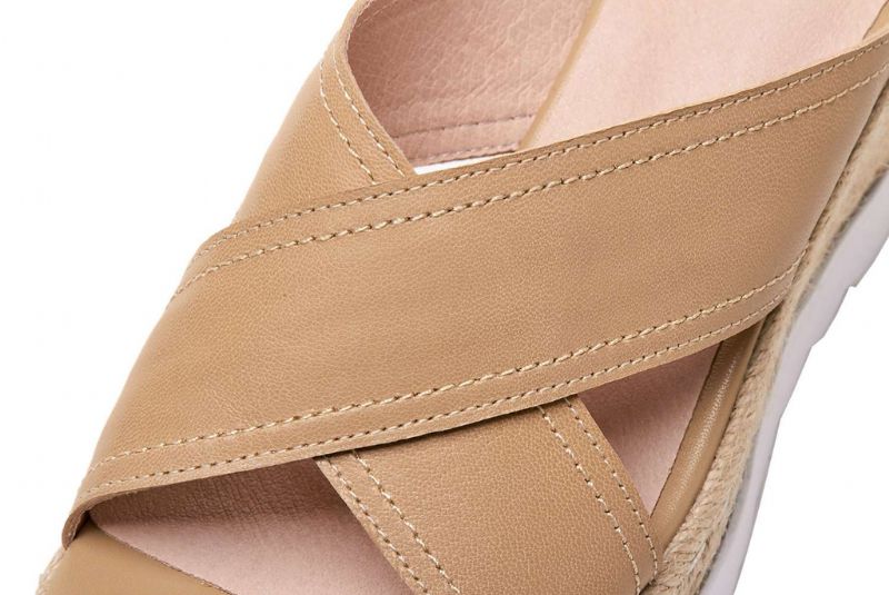 Rachel Dames Wedges Waterdichte Comfortabele Leren Sandaal - Abrikoos