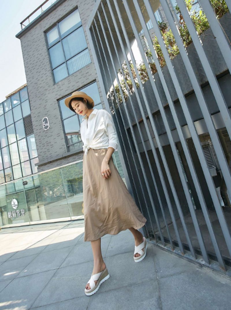 Rachel Dames Wedges Waterdichte Comfortabele Leren Sandaal - Abrikoos