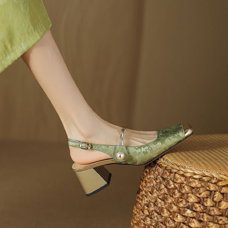 Rafaela Dames Vierkante Teen Dress Pumps - Groen