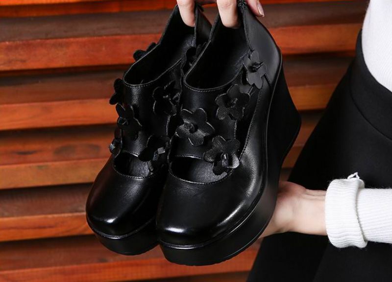 Rafahela Dames Wedges Platform Schoenen - Bruin