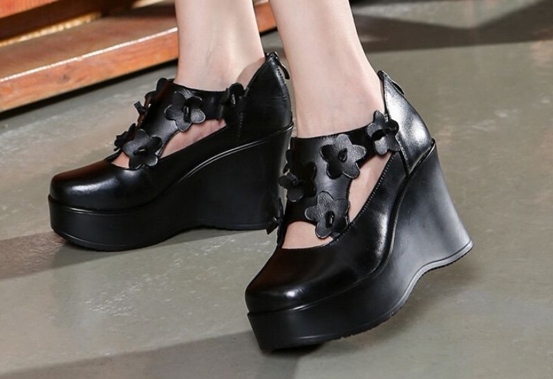 Rafahela Dames Wedges Platform Schoenen - Bruin